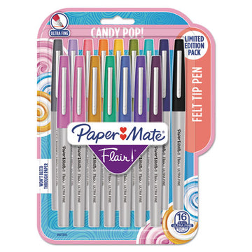 Paper Mate® Flair Felt Tip Porous Point Pen, Stick, Extra-fine 0.4 Mm, Assorted Ink Colors, Gray Barrel, 16-pack freeshipping - TVN Wholesale